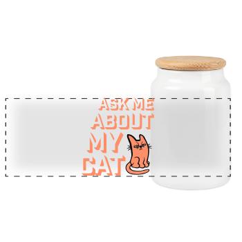 Demandez-moi pour mon chat Chat Amour des animaux Animaux - Boîte à biscuits avec couvercle en bois - blanc - Devant
