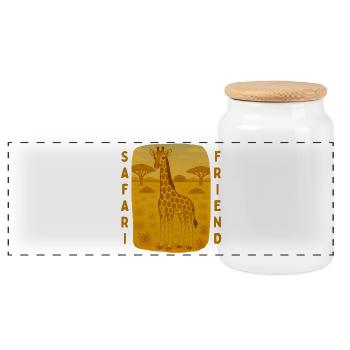 Girafe dans la savane dorée - Boîte à biscuits avec couvercle en bois - blanc - Devant