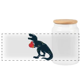 Dino Boxer Rex - Panoramic Cookie Jar with Wooden Lid - white - Front