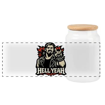 Hell Yeah Metal Zeichen Motiv - Boîte à biscuits avec couvercle en bois - blanc - Devant