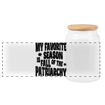My favorite season is Fall of the Patriarchy - Panorama Keksdose mit Holzdeckel - Weiß - Vorne