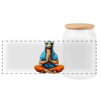 Yoga Chameau - Boîte à biscuits avec couvercle en bois - blanc - Devant