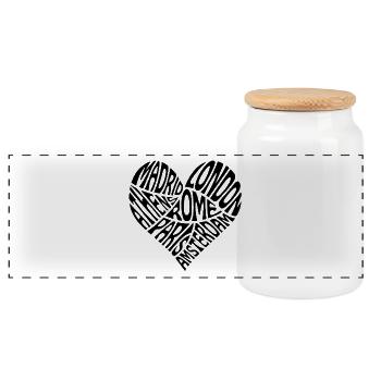 Word Heart City Break Paris Amsterdam Londres Rome - Boîte à biscuits avec couvercle en bois - blanc - Devant