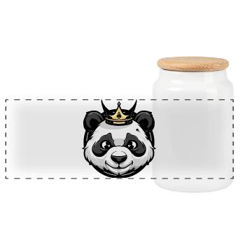 Panda Kopf Krone - Panorama Keksdose mit Holzdeckel - Weiß - Vorne