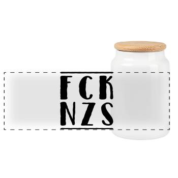Fck Nzs - Panorama Keksdose mit Holzdeckel - Weiß - Vorne