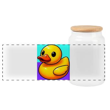 Duckling Duck Duck Duck - Panoramic Cookie Jar with Wooden Lid - white - Front