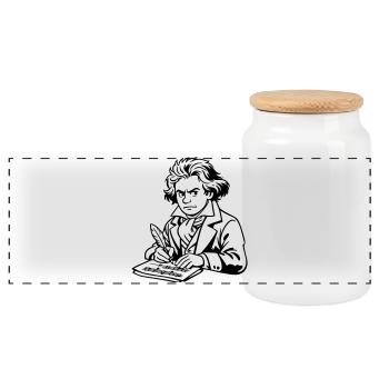 Beethoven - Panoramic Cookie Jar with Wooden Lid - white - Front