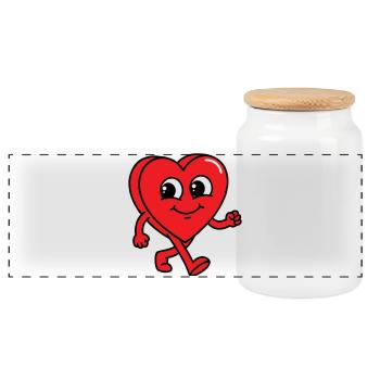 Cœur Ambulant - Boîte à biscuits avec couvercle en bois - blanc - Devant