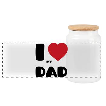 I love my dad - Panoramic Cookie Jar with Wooden Lid - white - Front