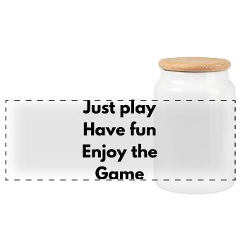 Just Play, have fun, enjoy the game - Panoramic Cookie Jar with Wooden Lid - white - Front