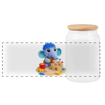 Leo Longnose sur la plage - Boîte à biscuits avec couvercle en bois - blanc - Devant