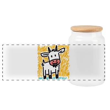 Doodle Goat - Panoramic Cookie Jar with Wooden Lid - white - Front