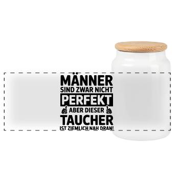 Taucher - Panorama Keksdose mit Holzdeckel - Weiß - Vorne