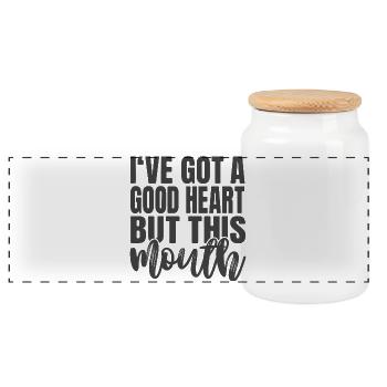 Bon cœur, mais cette bouche est drôle de citation - Boîte à biscuits avec couvercle en bois - blanc - Devant