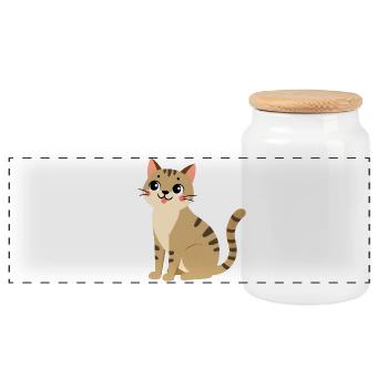 Katze - Panorama Keksdose mit Holzdeckel - Weiß - Vorne