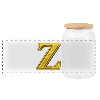 Goldenes Z Metallglanz - Panorama Keksdose mit Holzdeckel - Weiß - Vorne