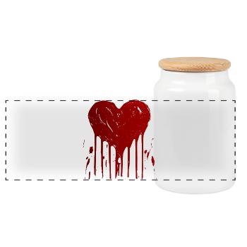 Red Heart - Panoramic Cookie Jar with Wooden Lid - white - Front