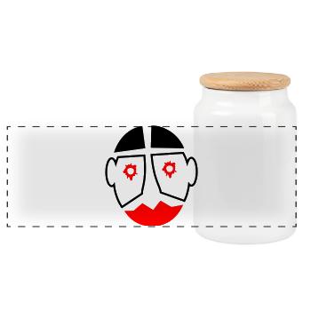 Halloween Carnival Clown Mask Motif - Panoramic Cookie Jar with Wooden Lid - white - Front