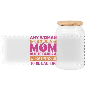 Jede Frau kann Mama sein – Cooles Papa-Shirt - Panorama Keksdose mit Holzdeckel - Weiß - Vorne