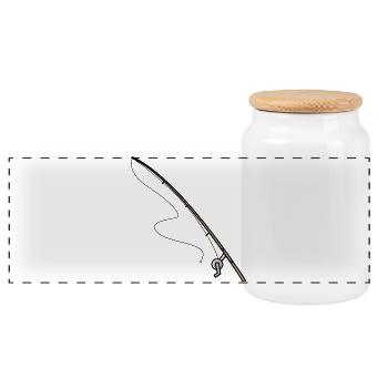 Fishing rod fishing icon - Panoramic Cookie Jar with Wooden Lid - white - Front