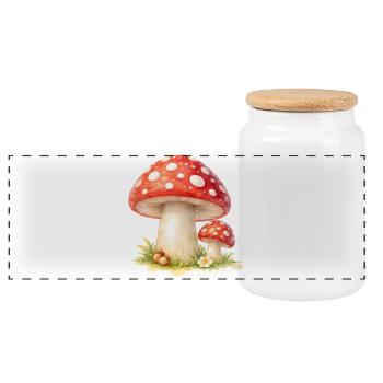 Fliegenpilz Illustration Roter Pilz Naturmotiv   - Panorama Keksdose mit Holzdeckel - Weiß - Vorne