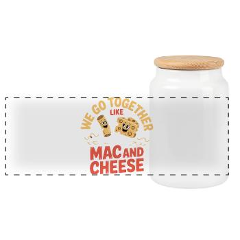 Mac and Cheese Best Friends Paar Design - Panorama Keksdose mit Holzdeckel - Weiß - Vorne