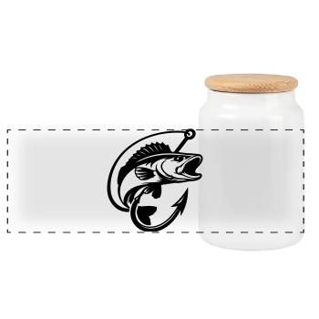 Logo de pêche au brochet - Boîte à biscuits avec couvercle en bois - blanc - Devant