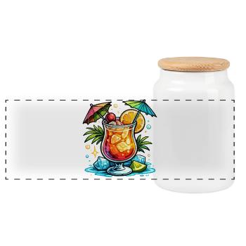 Tropical Cocktail Pop Art - Boîte à biscuits avec couvercle en bois - blanc - Devant