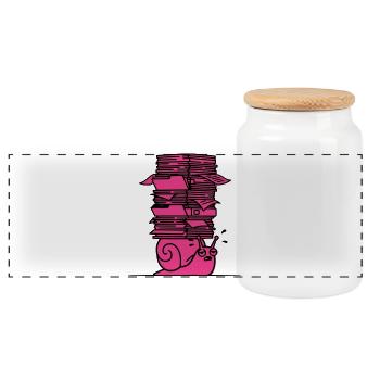 Snail Files Office Colorful - Panoramic Cookie Jar with Wooden Lid - white - Front