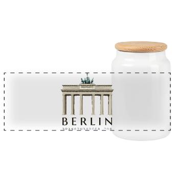 Berlin Brandenburg Gate hand-drawn - Panoramic Cookie Jar with Wooden Lid - white - Front