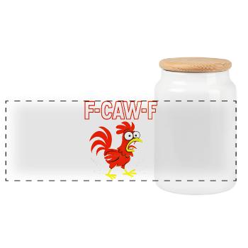 Mème drôle F-CAW-F Coq fou - Boîte à biscuits avec couvercle en bois - blanc - Devant