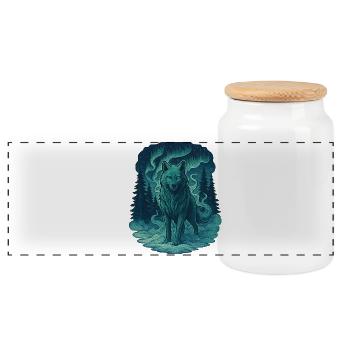 Aurores Boréales Le Loup dans la Forêt - Boîte à biscuits avec couvercle en bois - blanc - Devant