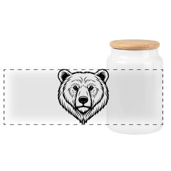 Illustration d’ours - Boîte à biscuits avec couvercle en bois - blanc - Devant