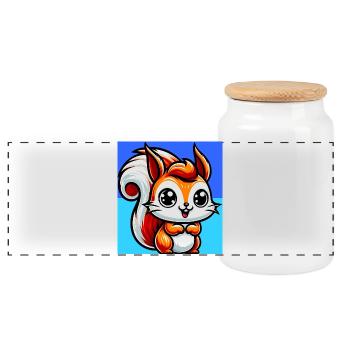 squirrel - Panoramic Cookie Jar with Wooden Lid - white - Front