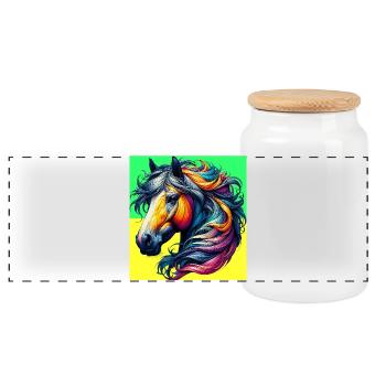 cheval - Boîte à biscuits avec couvercle en bois - blanc - Devant