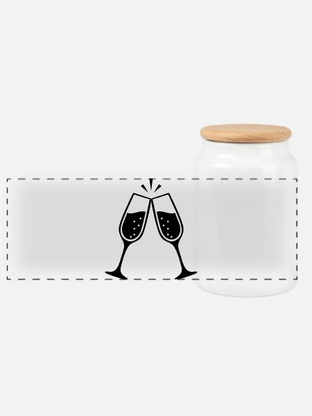 Klirrende Gläser – Schwarz-Weiß-Hochzeit - Panorama Keksdose mit Holzdeckel - Weiß