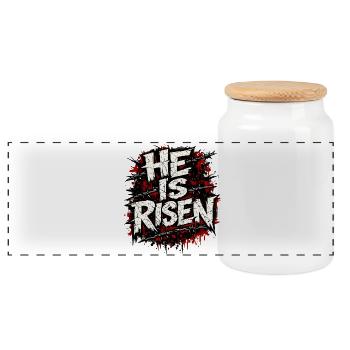 Er ist auferstanden Glaube He Is Risen Faith - Panorama Keksdose mit Holzdeckel - Weiß - Vorne