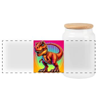 Dinosaurier - Panorama Keksdose mit Holzdeckel - Weiß - Vorne