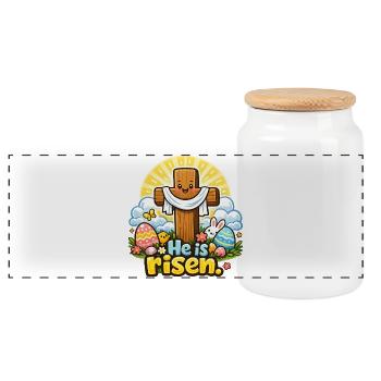 Il est la Croix de Kawaii ressuscitée - Boîte à biscuits avec couvercle en bois - blanc - Devant