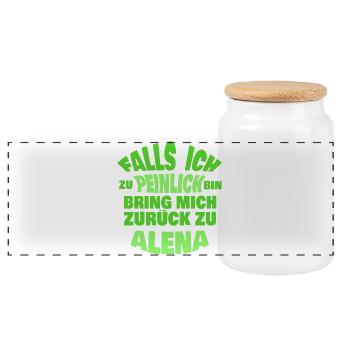 Geschenk für Alena - Panorama Keksdose mit Holzdeckel - Weiß - Vorne