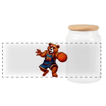Bears Basketball - Panoramic Cookie Jar with Wooden Lid - white - Front