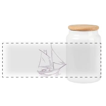 Sailing Adventure Silhouette: Elegant Sailors - Panoramic Cookie Jar with Wooden Lid - white - Front