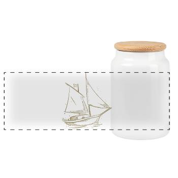 Sailing adventure in the silhouette - Panoramic Cookie Jar with Wooden Lid - white - Front