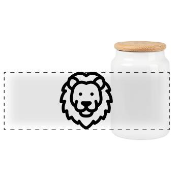 lion - Boîte à biscuits avec couvercle en bois - blanc - Devant