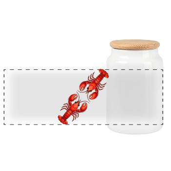 Homard rouge - Boîte à biscuits avec couvercle en bois - blanc - Devant