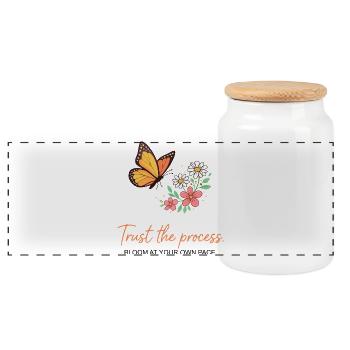 Butterfly Bloom : Faites confiance au processus - Boîte à biscuits avec couvercle en bois - blanc - Devant