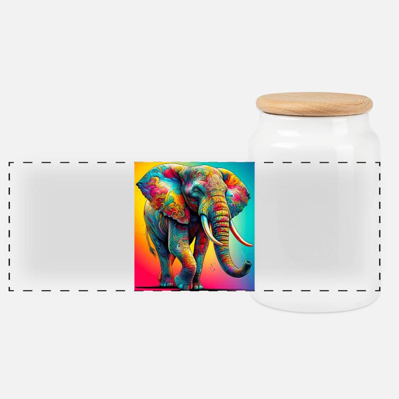 Elefant - Panorama Keksdose mit Holzdeckel - Weiß