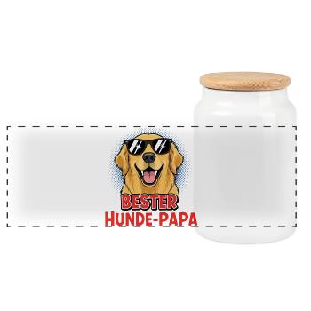  Bester Hunde-Papa Golden Retriever Pop Art - Panorama Keksdose mit Holzdeckel - Weiß - Vorne
