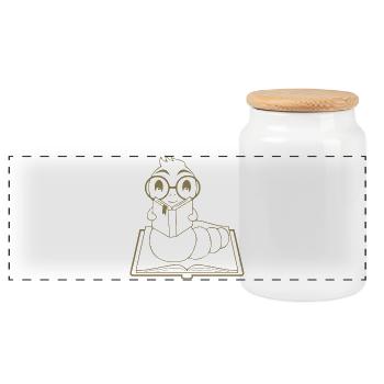 Silhouette de nerd de lecteur minimaliste - Boîte à biscuits avec couvercle en bois - blanc - Devant