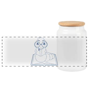 Silhouette de nerd de lecteur minimaliste - Boîte à biscuits avec couvercle en bois - blanc - Devant